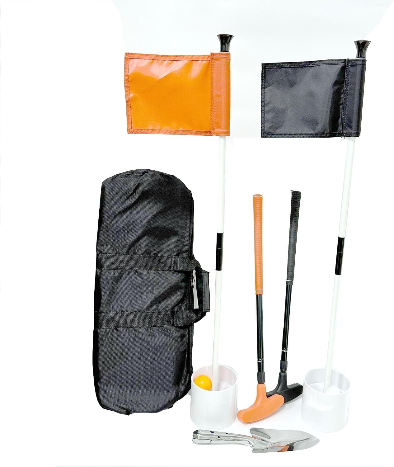 Beach Golf Putting Game Set - Outdoor Battle Putting Game for Sand Beach/Grass Backyard with 2 Adjustable Putters, 2 Flags, 2 Balls, Shovel, Carry Bag, Golf Flag and Putter Game Set