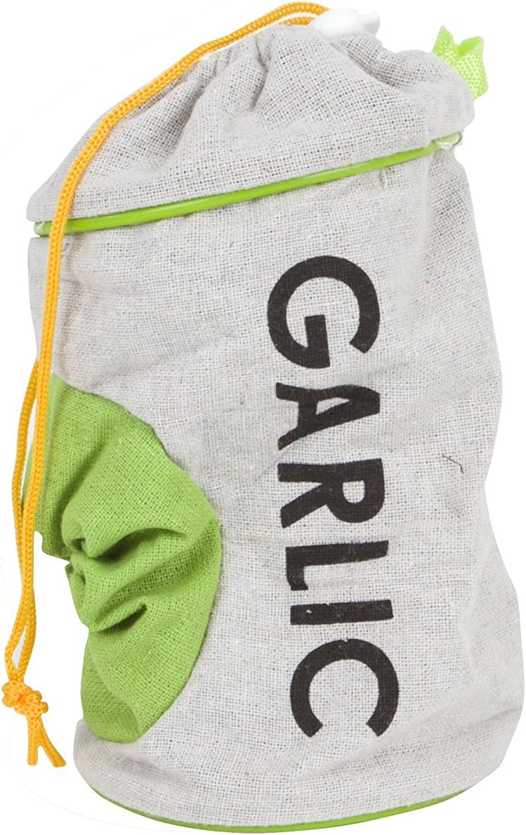 Fresh Fare Garlic Keeper, Double Drawstring Feature Protects from Light and Delays Spoilage Sprout-Free Vegetable Storage Bag, 12 Head Capacity