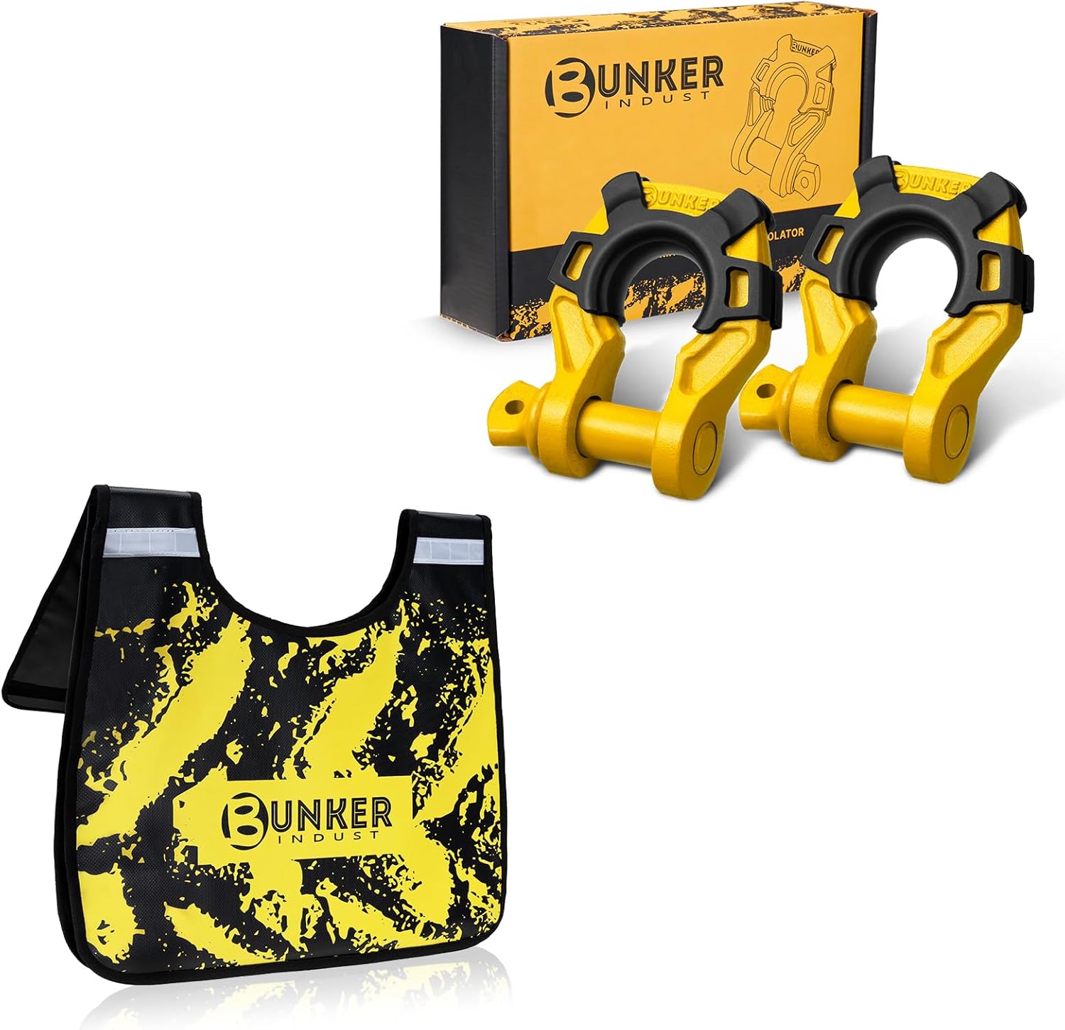 BUNKER INDUST Winch Damper Bag + 3/4" D Ring Shackle with 7/8" Pin, Yellow