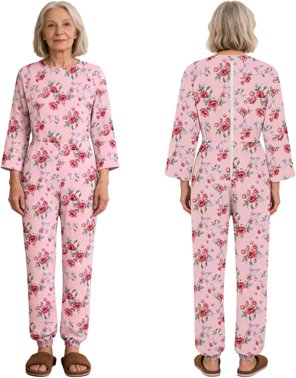 Linjinx Women for Dementia Elderly and Special Needs Security Back-zip Jumpsuit Alzheimer Patient Pink XX-Large