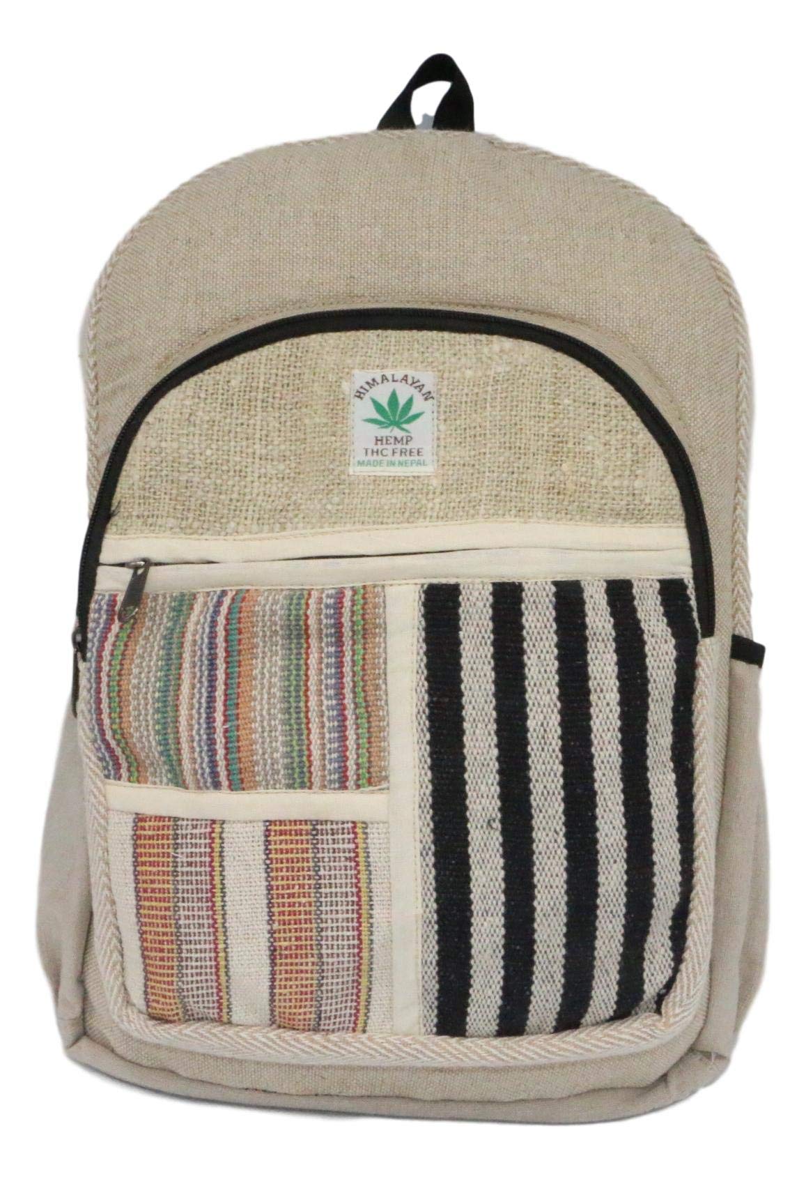 Hemp Backpack, Hemp Daypack for School, Travel, Leisure, Outdoor, Natural - with Laptop Compartment, Handmade in Nepal - Model 135.1
