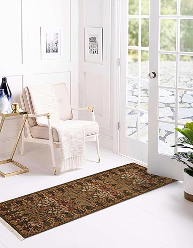 Miniatura 3 de Unique Loom Edinburgh Collection - Alfombra de área (2 pies 7 pulgadas x 10 pies, marrón y azul claro)