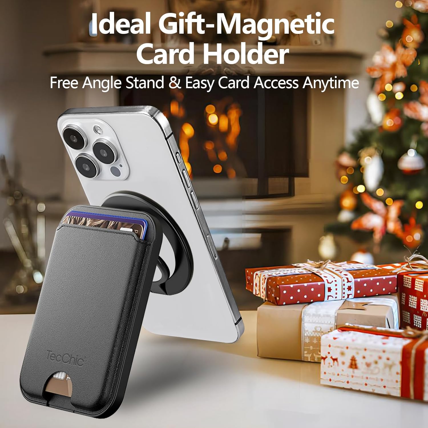 6X Stronger Magnetic Phone Wallet Stand,Holds 3 Cards,360° Rotation,4200 Gauss Magnet,Slim Vegan Leather,Compatible with iPhone 17/16/15/14/13/12 Series & Android Phones - Image 9