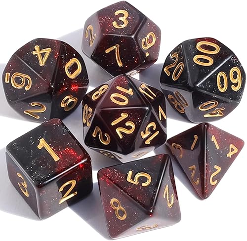 CiaraQ DND - Juego de dados poliédricos con bolsa de dados para juegos de rol de Calabozos y Dragones RPG MTG