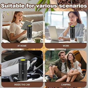 Portable Coffee Maker, Portable Electric Espresso Machine, Travel Coffee Maker, Portable Espresso Machine, 3-in-1 Compatible with Big Capsule, Small Capsule and Coffee Powder for Camping, RV, Office