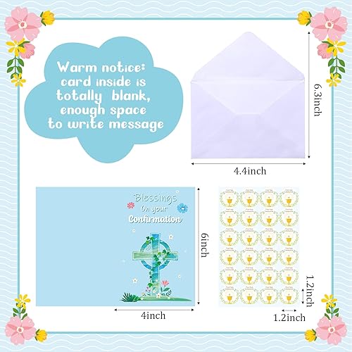 Miniatura 2 de Chinco 24 juegos de tarjetas de primera comunión religiosos para el bautismo del bebé, tarjeta de felicitación cristiana, tarjeta de confirmación