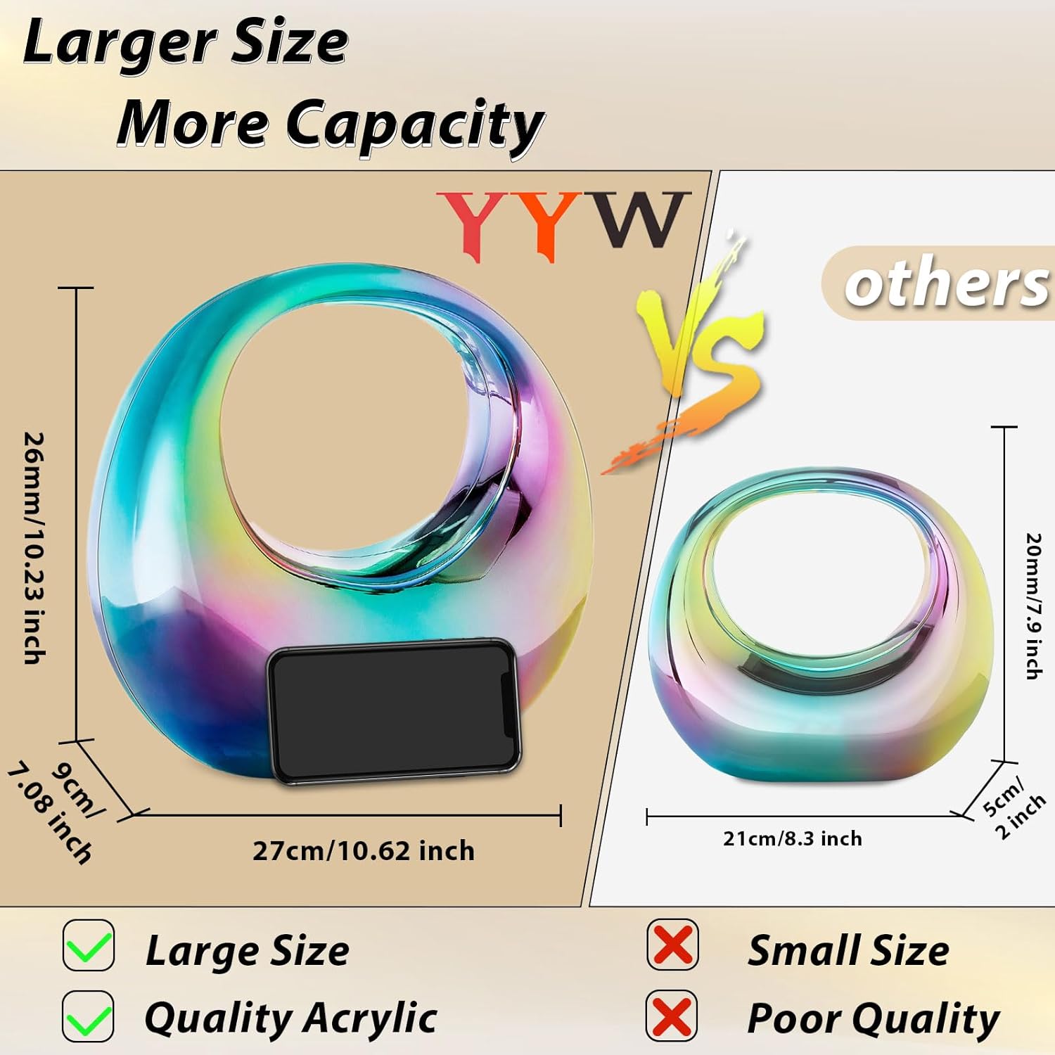 YYW Acrylic Evening Clutch Purse Moon Shape Unique Transparent Evening Handbag - Image 4