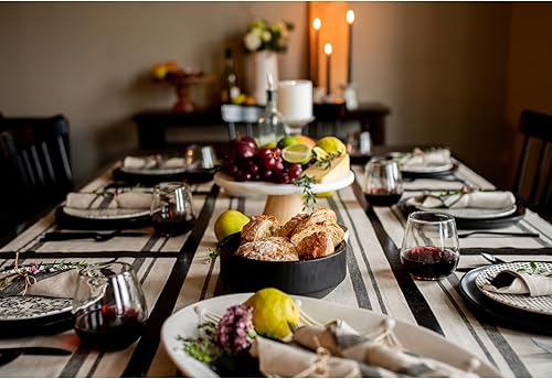 Miniatura 9 de Solino Home Camino de mesa de lino a rayas francesas de 108 pulgadas de largo, 100% lino puro de 16 x 108 pulgadas, camino de mesa extra largo de 16