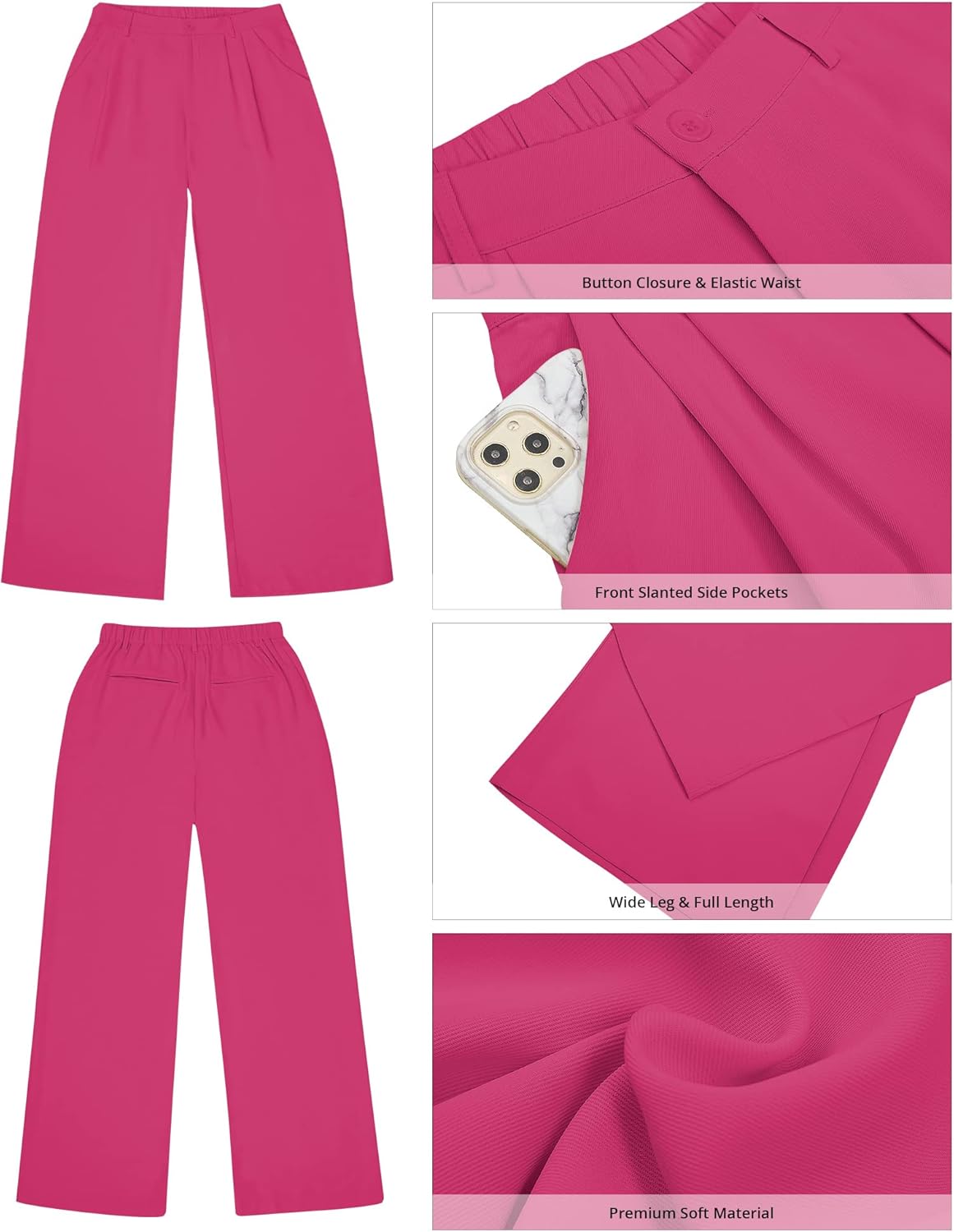 GRAPENT Wide Leg Pants for Women Work Business Casual High Waisted Dressy Pants Flowy Trousers Office - Image 5