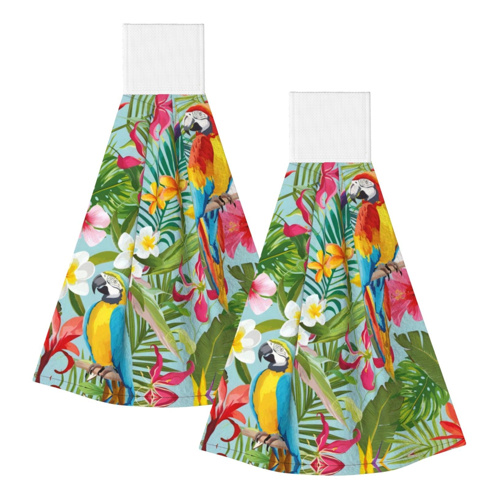 ZQYTGFDC Tropical plants and parrots Highly Absorbent Dish Towels Soft Coral Fleece Wipe