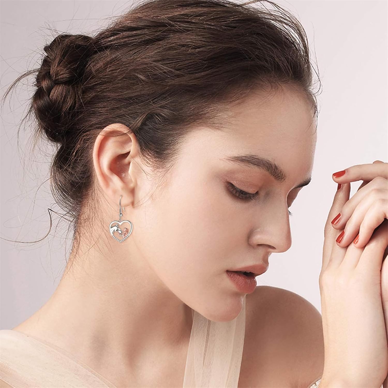 MALOYANVE Horse Earrings Cute Heart Horse Lightweight Statement Dangle Earrings Kentucky Derby Jewelry for Horse Lover Women - Image 2