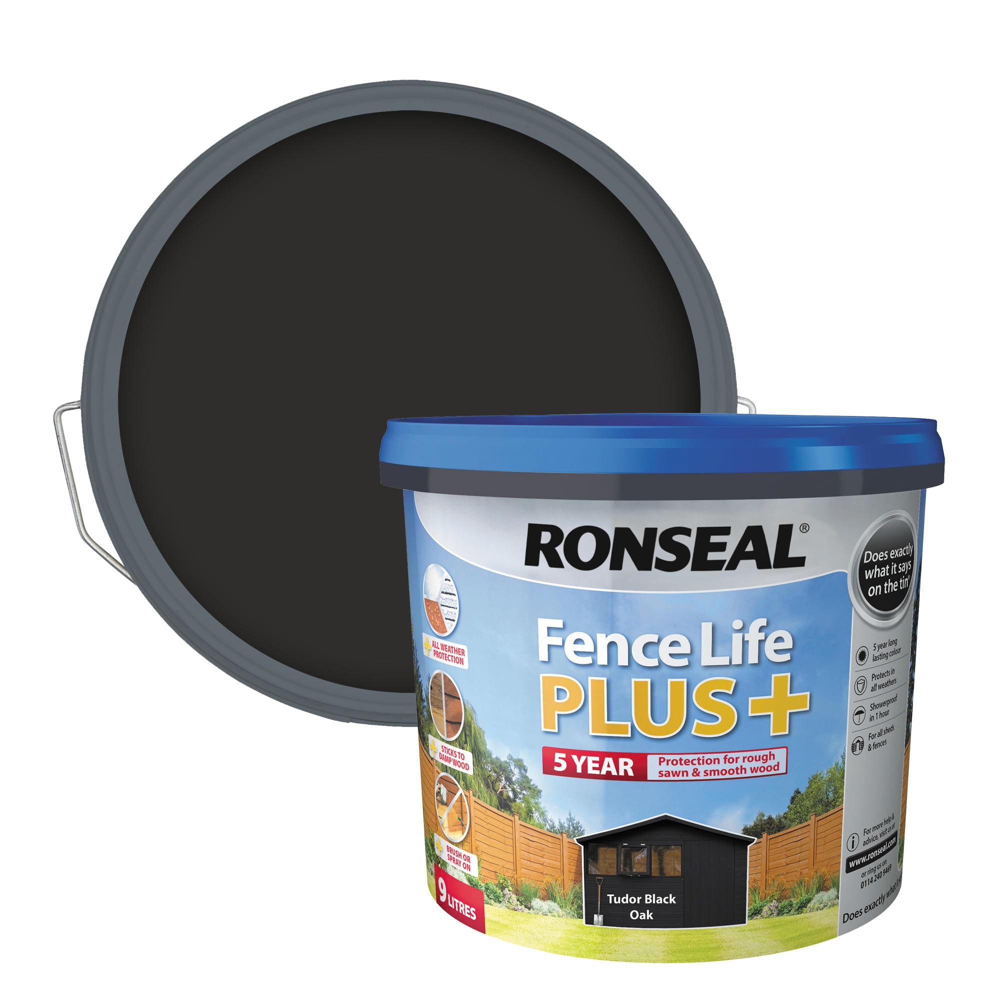 Fence Life PLus Ronseal Tudor Black Oak 9L