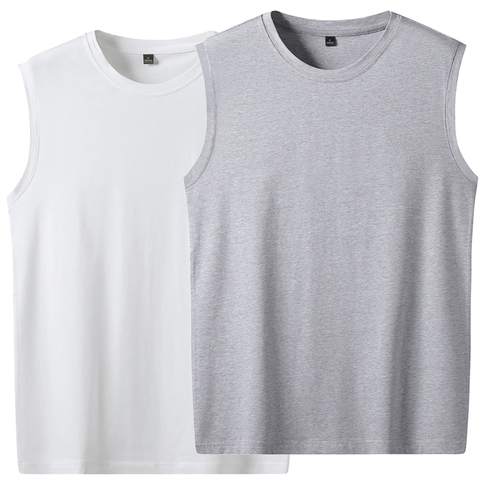 DongBao Tank Top for Men 2 Pack Cotton Sleeveless Casual Basic Plain T Shirts for Running Fitness Sport