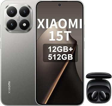 XIAOMI 15T Smartphone 12 + 512 GB Display 6.83 Inch 120 Hz MediaTek Dimensity 8400-Ultra Leica Summilux 50 MP Optical Lens 5500 mAh Grey Includes Smart Headphones