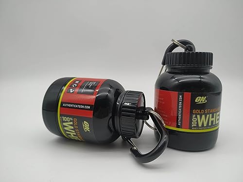 Miniatura 6 de Llavero de gimnasio con proteína y suplemento negro dorado estándar 100 suero de suero