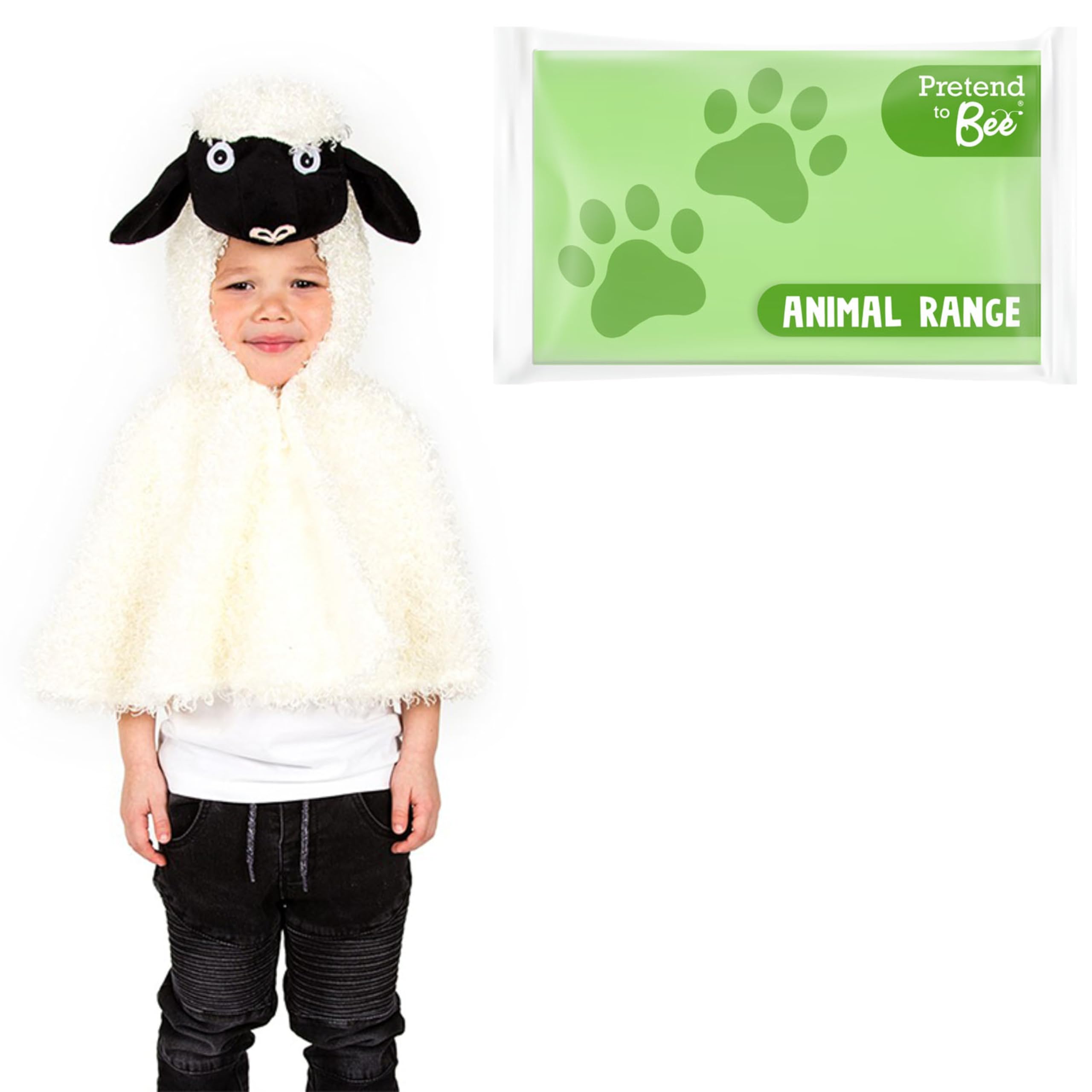 PRETEND TO BEE Sheep Cape Dress Up Costume for Kids, 3-7 Years