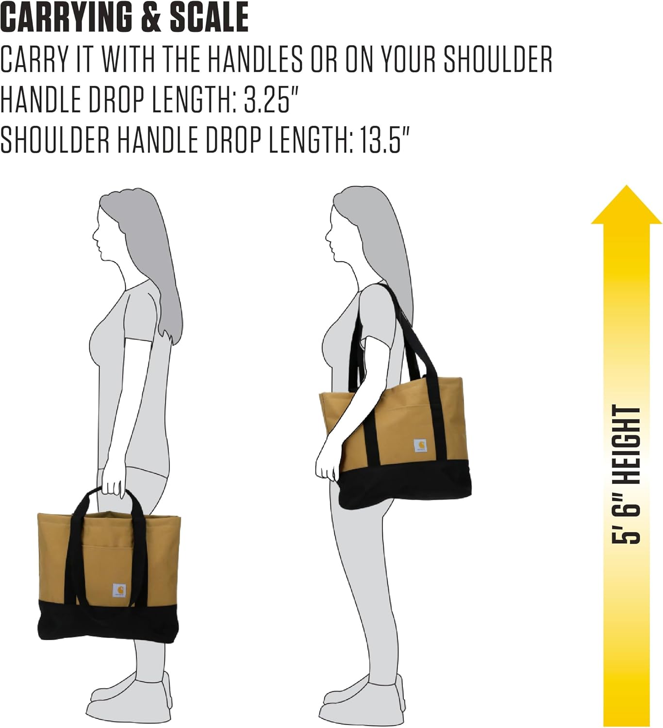 Carhartt Classic Vertical Open Tote Bag, Durable Water Repellent Material W/Hand and Shoulder Straps - Image 6