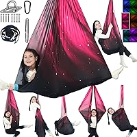 HiChrote Sensory Swing for Kids 300lbs Indoor Outdoor Therapy Cuddle Swing - Calming for Autism ADHD SPD, Space Pink Hammock Kit