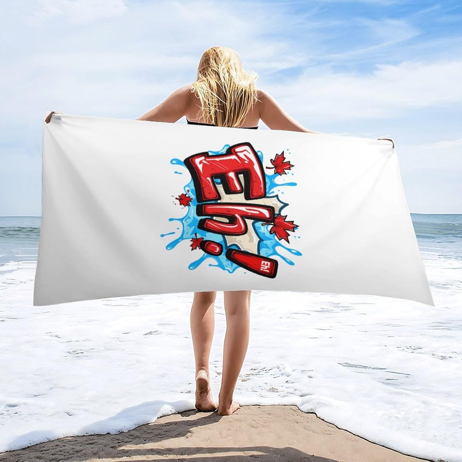 Canada Eh Red Maple Leaf Bath Towel Beach Towels Quick Dry Oversized Bath Blanket Highly Absorbent Towel for Women Men 160x80cm