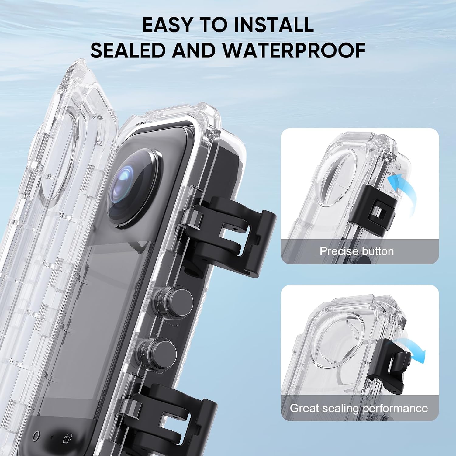HONGDAK Invisible Dive Case for Insta360 X5, Upgraded 45m/147ft Waterproof Case Protective Underwater Diving Housing Shell for Insta360 X5 with with Bracket Accessories & Anti- Fog Inserts image 4