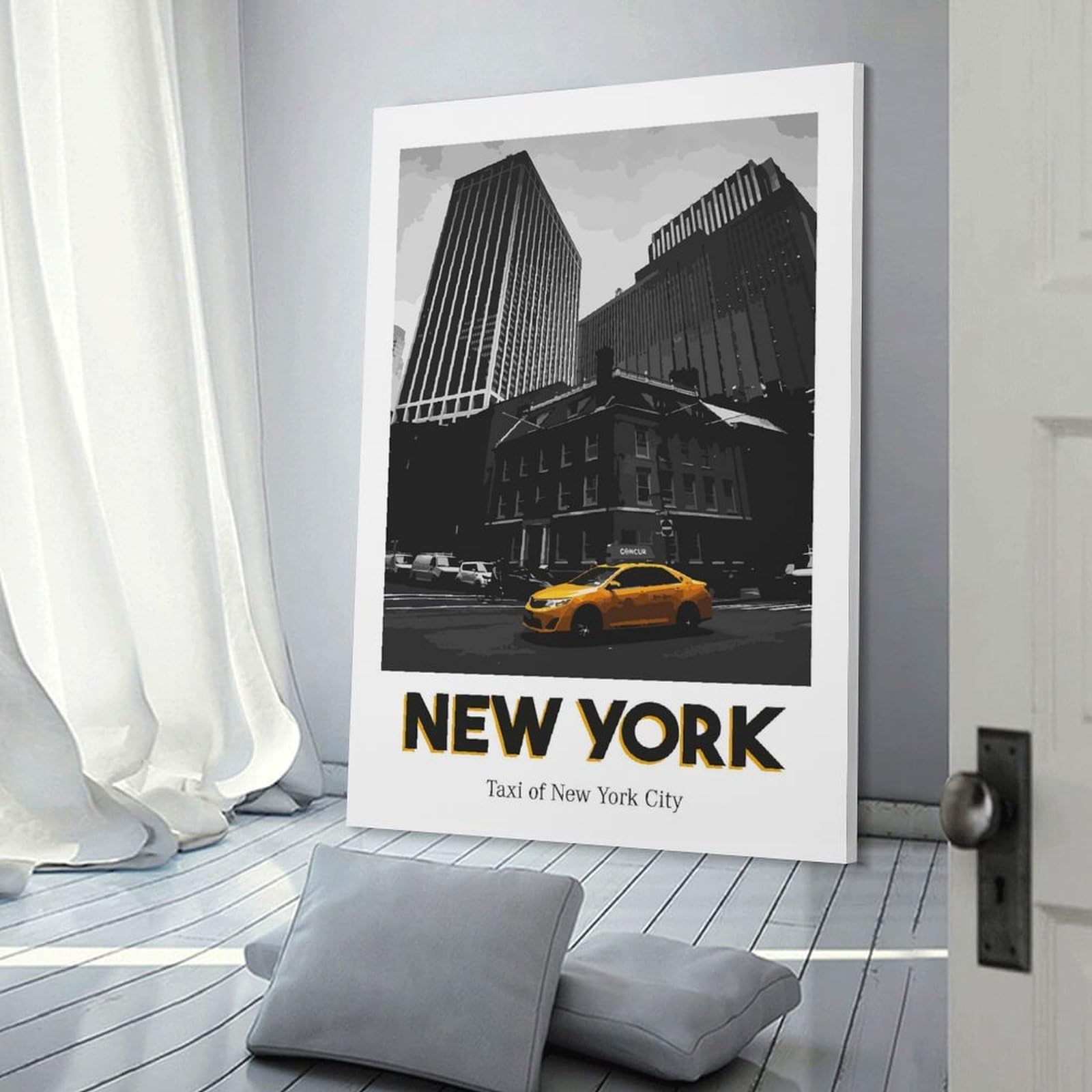 Junmoney Room Decor Wall Art Taxi of New York City, 20x30inch(50x75cm), for Gallery Wall Layouts in Home Or Office, Home Wall Art for Statement Displays