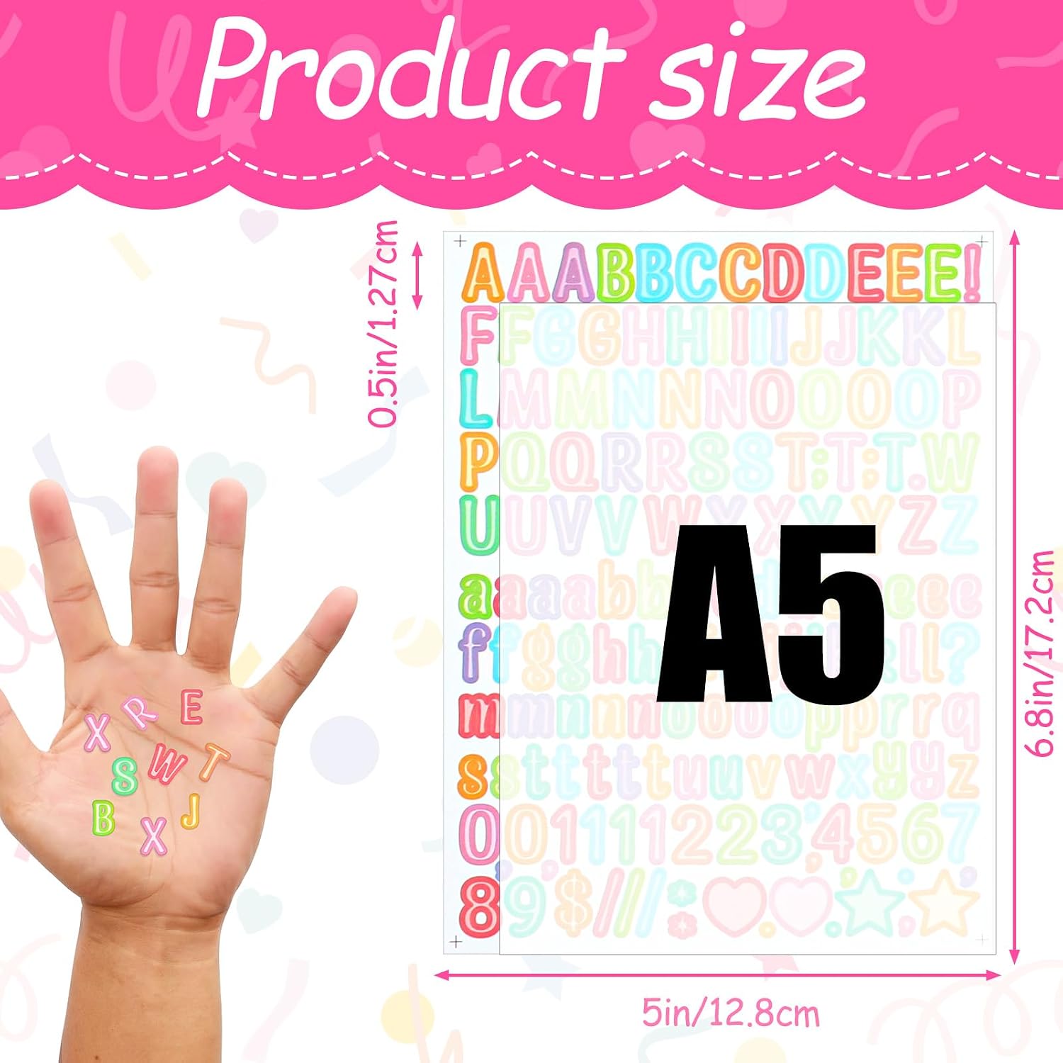 Ouligay 1460 PCS Small Vinyl Letter Stickers 0.5in 10 Sheets Scrapbook Alphabet Stickers Self-Adhesive ABC Number Sticker for Water Bottles Mailbox Notebook Labels Craft Sign Multicolor