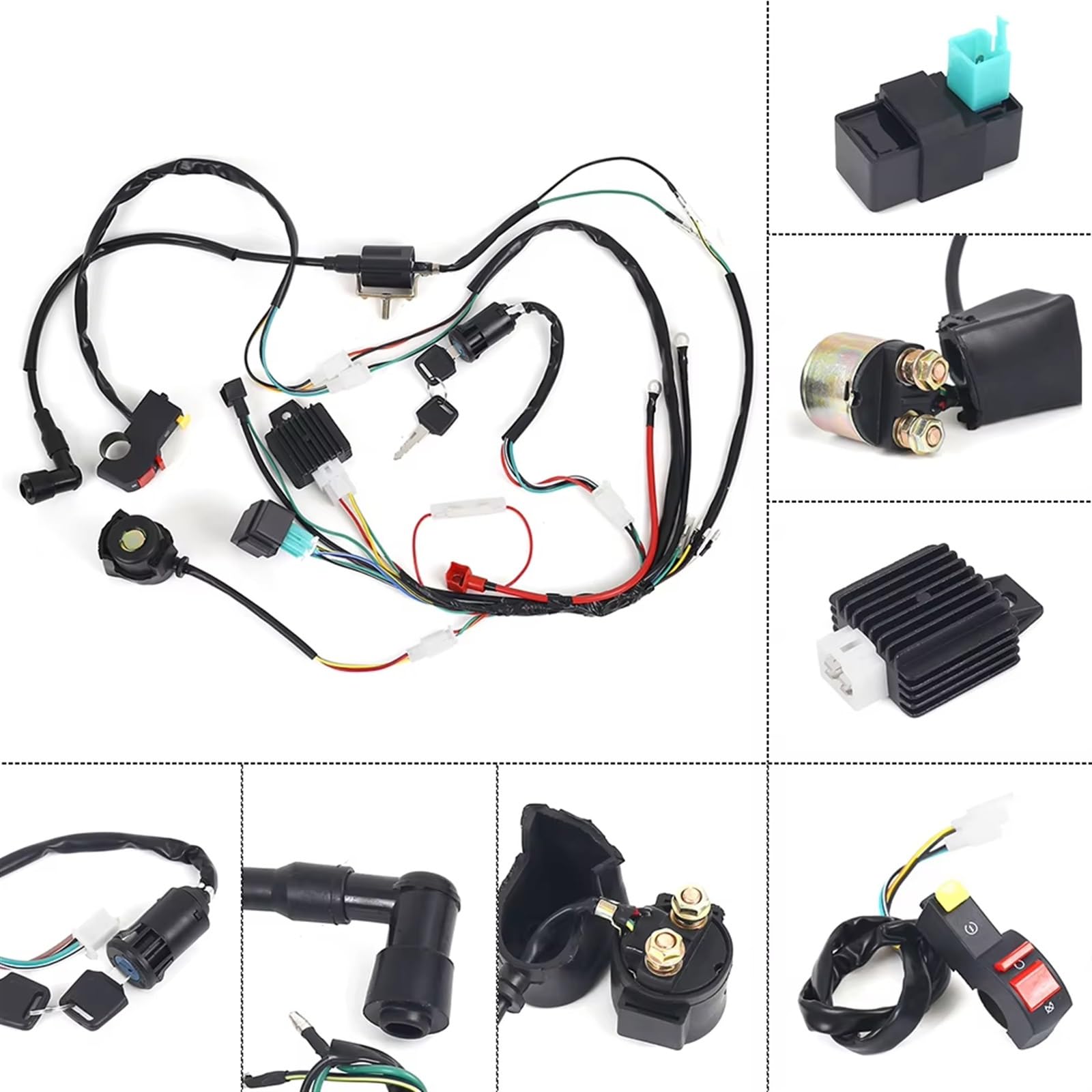Zündspule Zündungen 1Set Voll Komplette Elektrik Kabelbaum 50 70 90cc 110cc 125cc Kabelbaum Webstuhl Magnetspule CDI Quad Dirt Bike ATV Moto Motorzündspule
