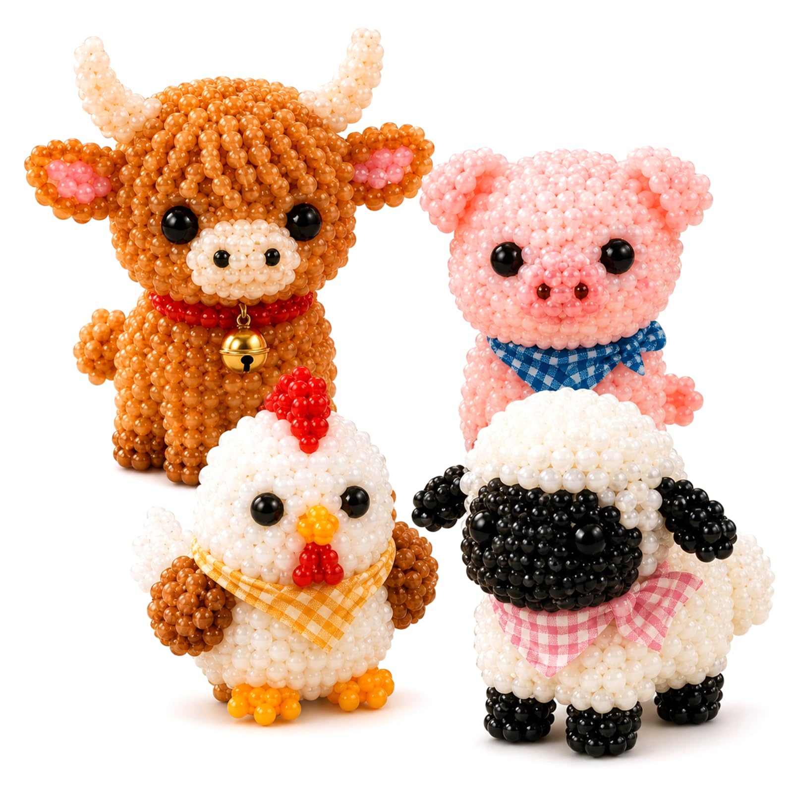 Dei tkeyts 3D Beaded Animal Kit, DIY Farm Animal Beading Kit, Handmade Bead Embroidery Kits, Creative Arts & Crafts for Adults, Beginners & Teens, Birthday Gift for Desk, Office & Home Decor