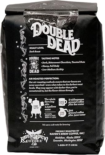Miniatura 4 de Raven's Brew Coffee - Double Dead - Tostado oscuro, cafeína naturalmente alta (grano entero, 2 lb)