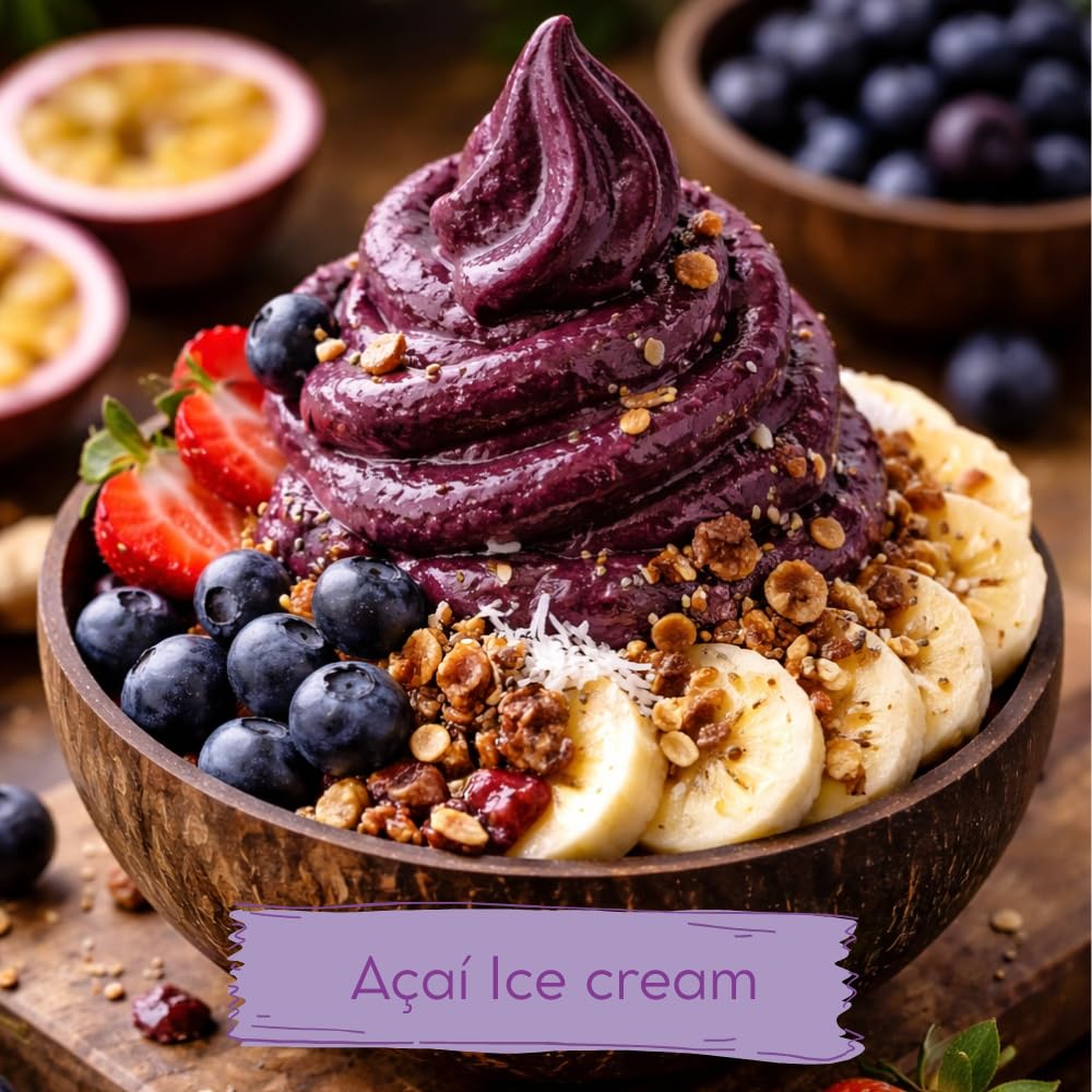 Açai Powder ◕ 100g ◕ 100% Czysty naturalny proszek Açai ◕ Jakość premium - klasa A ◕ Bez dodatków lub barwników ◕ Wegańskie i bezglutenowe ◕ Idealny do napojów, ciast i miski acai