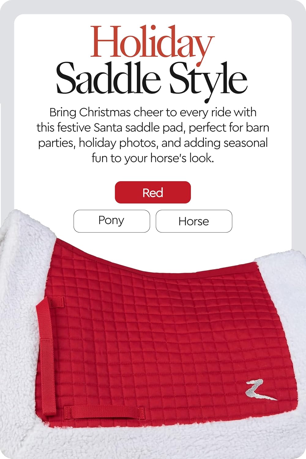 HORZE Christmas All Purpose Quick Dry Santa Saddle Pad with Faux Fur Trim