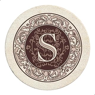 Thirstystone Monogram Letter S Absorbent Sandstone Coaster 4-Pack Made in The USA Decorative, Absorbent, Easily Wipes Clean