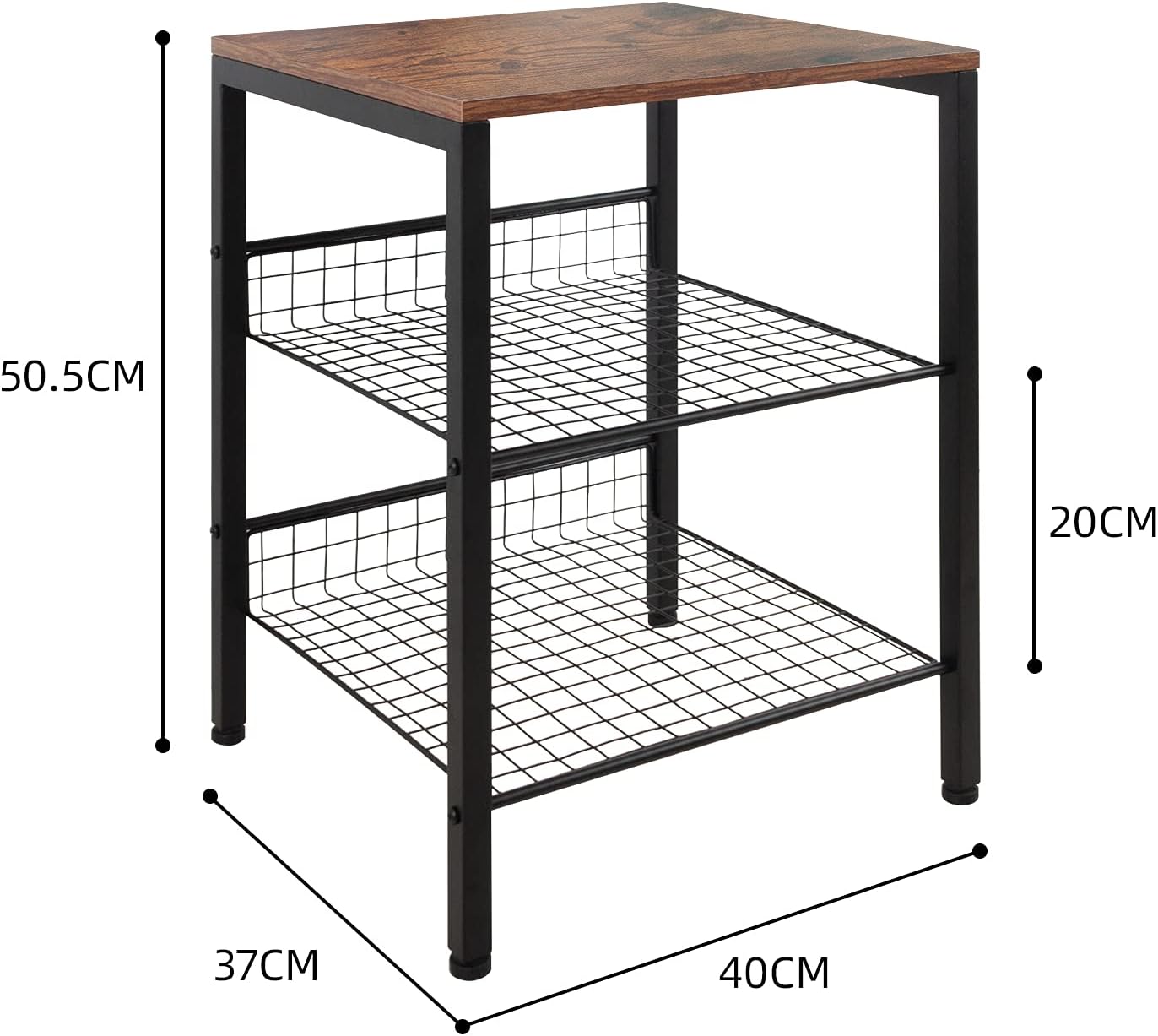 necvha Set of 2 Nightstand，Side Tables, End Tables with Adjustable Mesh Shelves, for Living Room, Bedroom, Industrial, Stable Steel Frame, Easy Assembly : Home & Kitchen