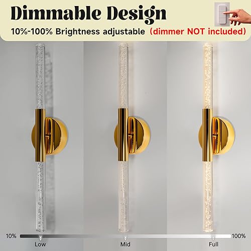 Miniatura 6 de Luces LED para tocador de baño, lámparas de baño de 24 pulgadas sobre el espejo, luz cálida natural de 3000 K, certificación ETL y UL, moderno