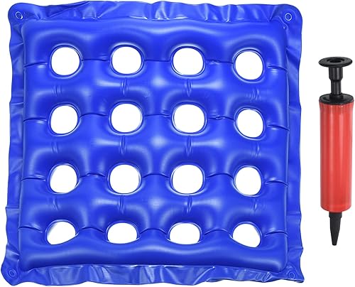 Miniatura 7 de PATIKIL Cojín de asiento inflable, cojín portátil para silla, respaldo transpirable, almohadilla de asiento de aire para sillas de ruedas, sillas de