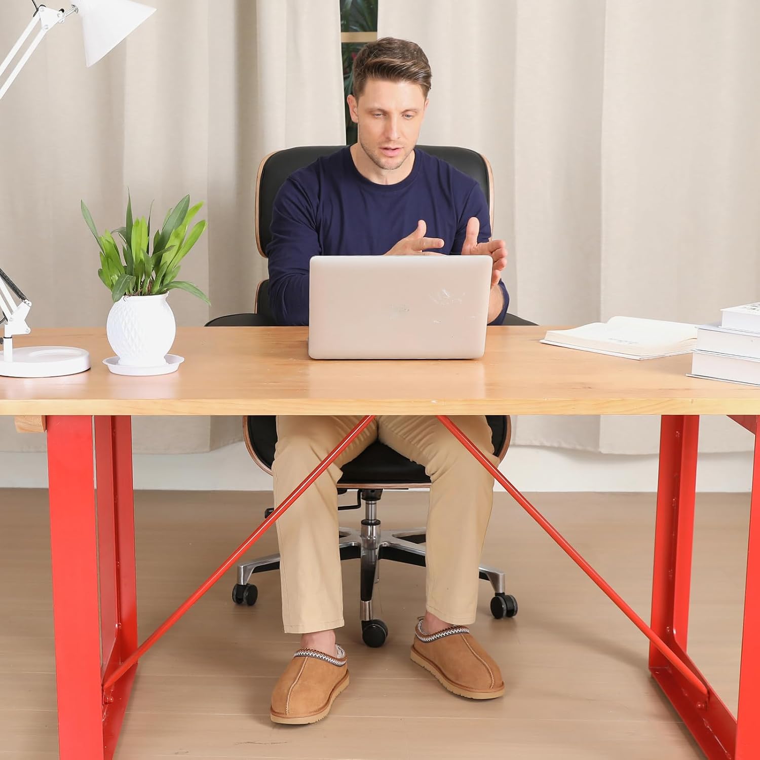 Mens Slippers Genuine Suede Fuzzy Slippers Indoor and Outdoor Cozy House Shoes Memory Foam Non-Slip Footwear Winter Warm Clogs - Image 3