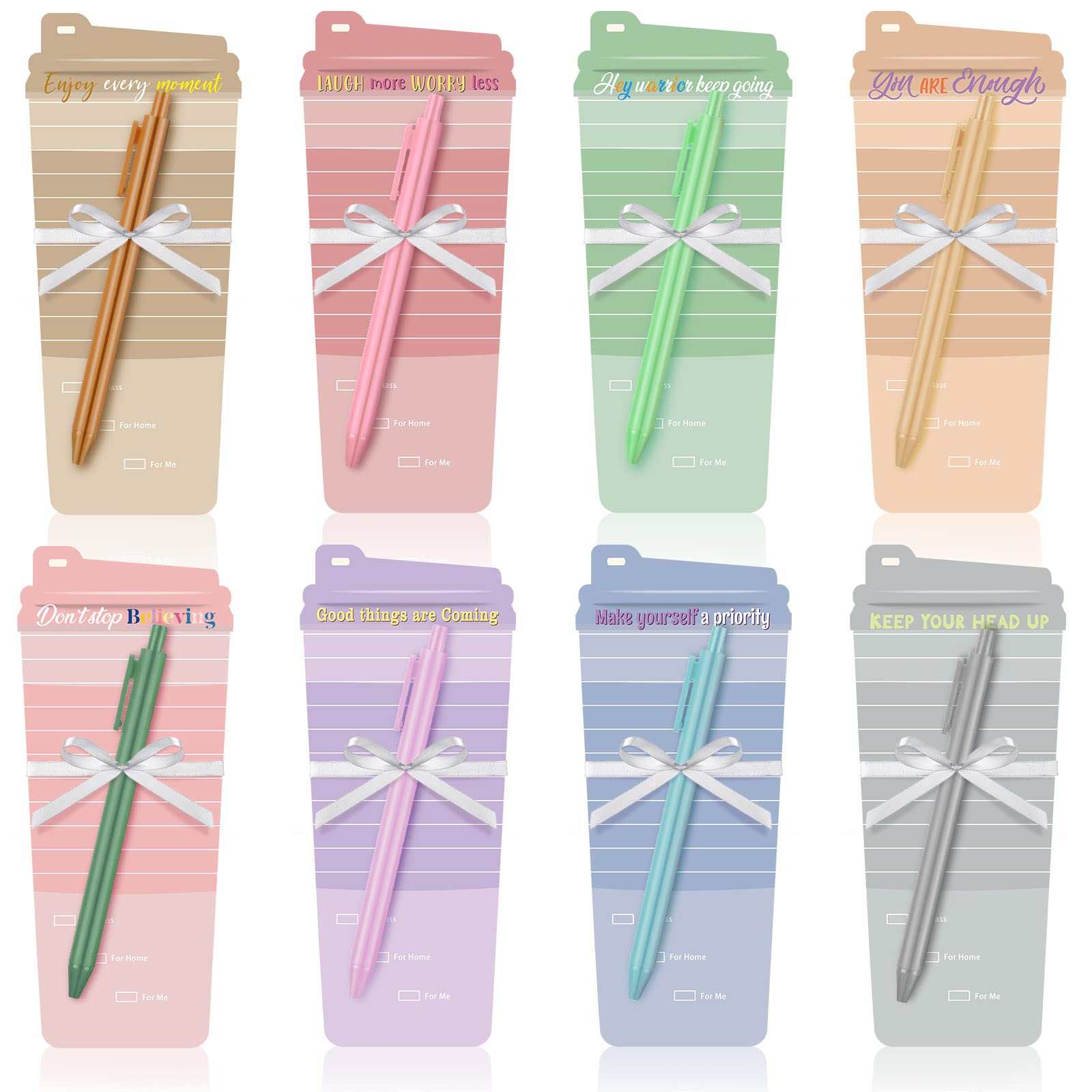 Kisston 16 Sets Coffee Cup Notepad with Pen, Teacher Nurse Employee Appreciation Gifts Thank You Motivational Coffee Cup Sticky Notes, for Mother Team