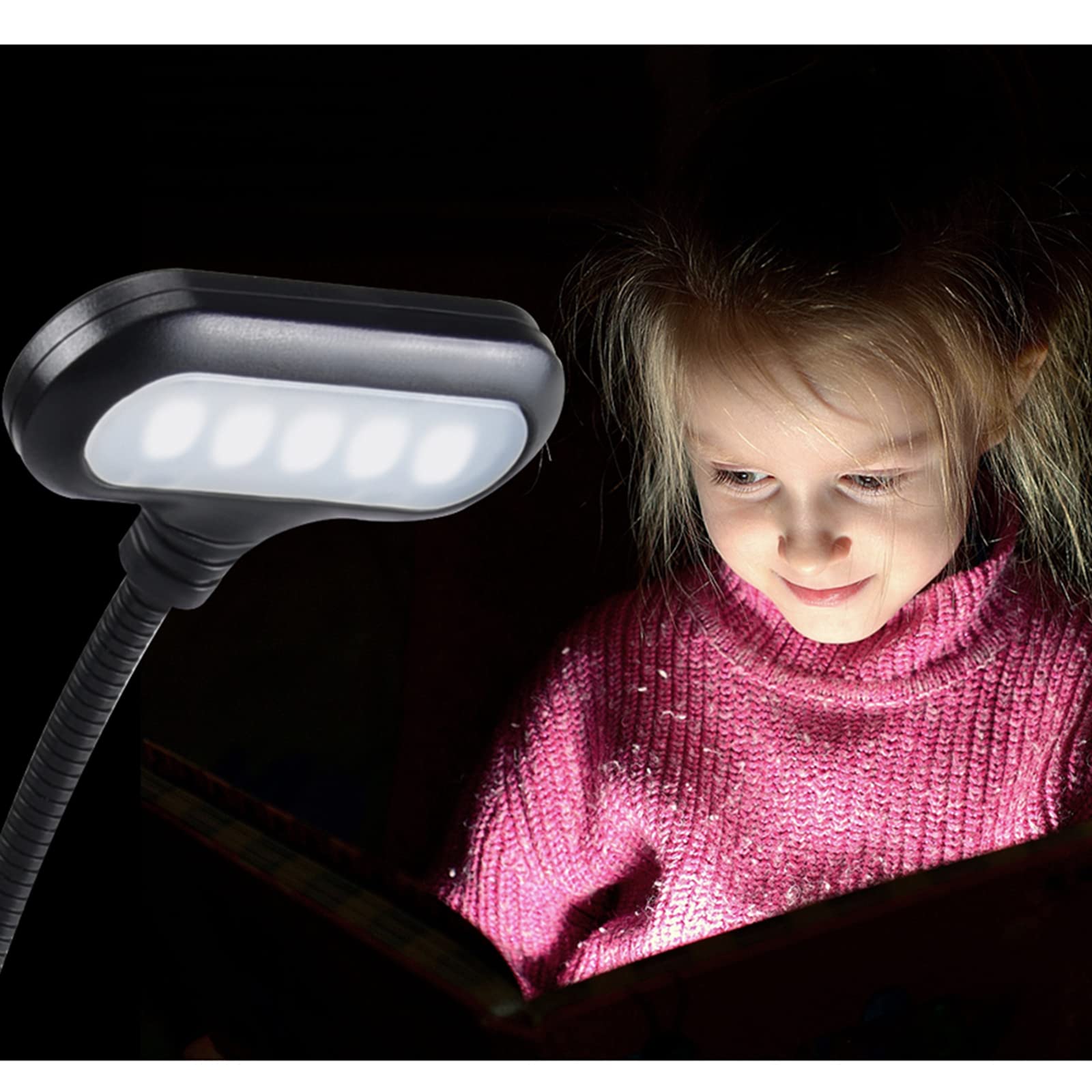 Klemlamp Boek Leeslamp, 5 LED USB Oplaadbare Leeslamp Boeklampje Voor Het Lezen Van Boeken, Tijdschriften, Studie en Reizen