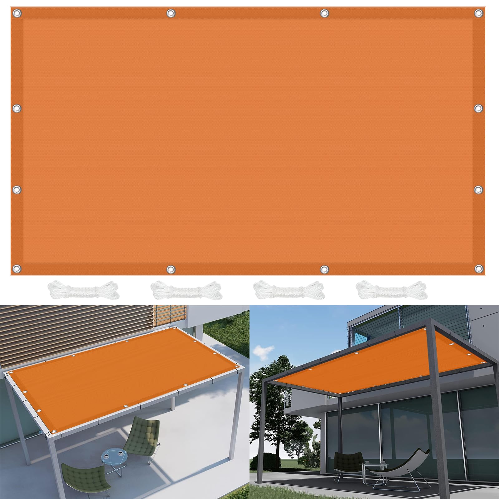 Toile d'ombrage avec oeillets 160x460 cm rectangulaire orange pour la protection du jardin