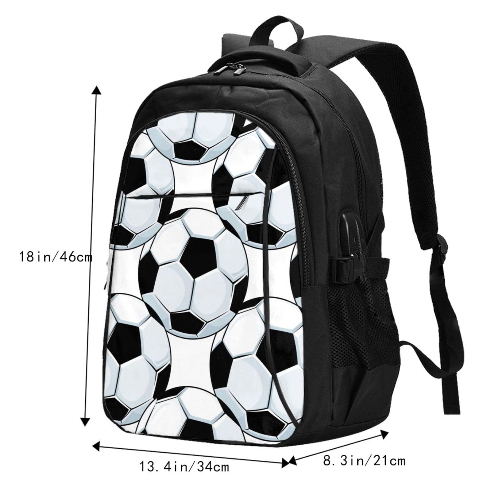 InOmak Palloni da calcio Sport, Zaino da viaggio casual per laptop con porta di ricarica USB per uomo e donna