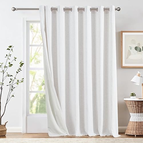 Miniatura 10 de Jinchan - Cortinas de lino texturizadas para sala de estar, con ojales en la parte superior juego de cortinas ideal para dormitorio, sala de estar,