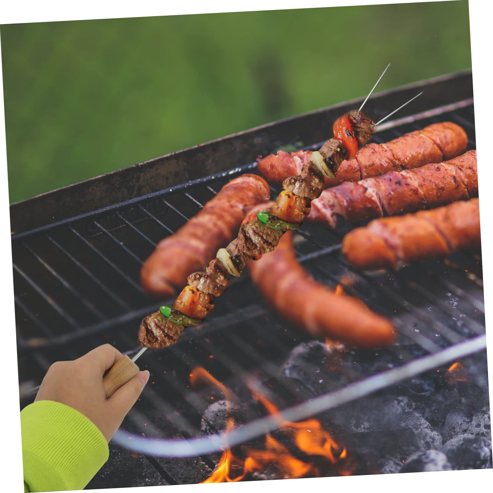 Luxshiny 15stücke Edelstahl-grillspieß Mit Holzgriff Grillwerkzeug Für Dauerhaften Einsatz Leicht Zu Reinigen Rösten