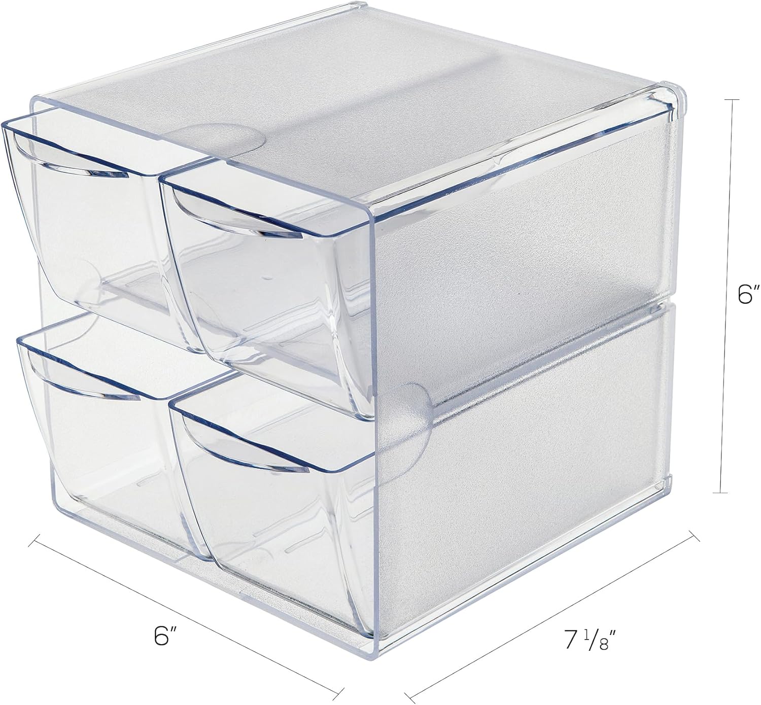 Deflecto Stackable Cube Organizer, Desk and Craft Organizer, 4 Drawers, Clear, Removable Drawers and Dividers, 6"W x 6"H x 7 1/8"D (350301CR)