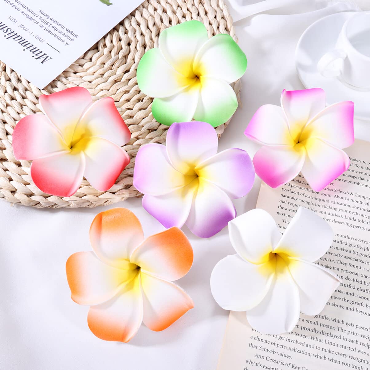 36 Pieces Hair Accessories: Plumeria Flower Clips and Hawaiian Decorations