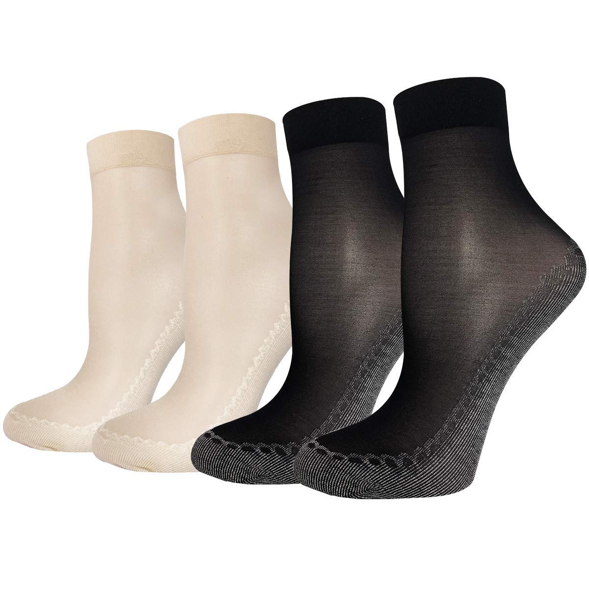 Cityelf 5 Pairs Clear Women Sheer Socks Thin Summer Socks Liners Lace Tulle Ankle Transparent Cute Cuff Socks