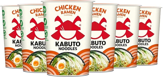 Kabuto Noodles | Chicken Ramen Flavour Instant Noodles | Pack of 6 x 65 g Instant Pots