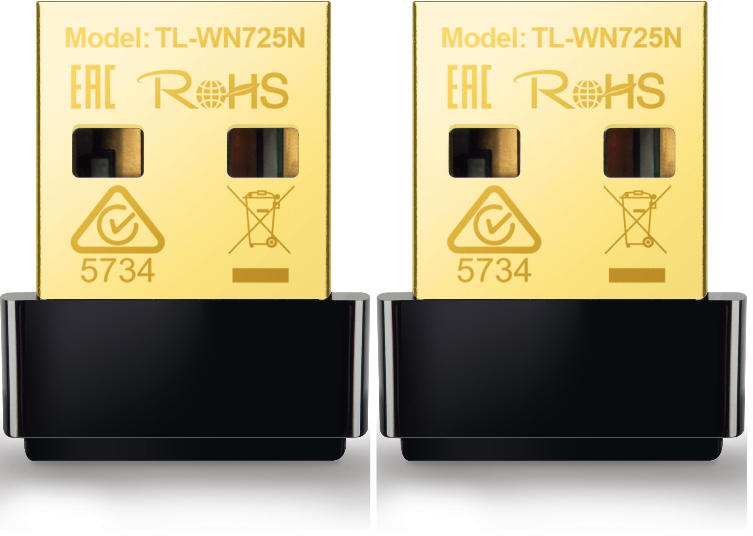 TP-Link 150 Mbps Wireless Nano USB Adapter, 2.4 GHz, Wi-Fi Dongle for Windows11/ 10/7/8/8.1/XP/Mac OS 10.9-10.14 Linux Kernel 2.6.18-4.4.3 (TL-WN725N) (Packaging may vary) (Pack of 2)