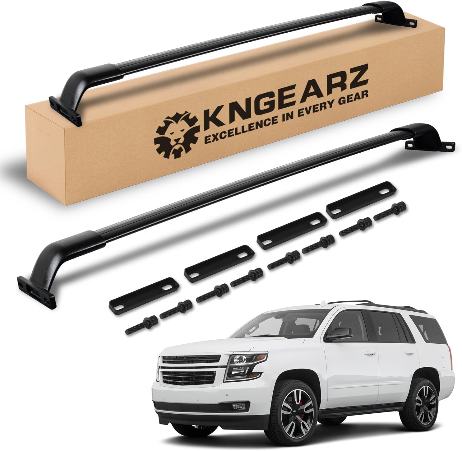 KNGEARZ 260lb Heavy Duty Aluminum Roof Rack Crossbars for 2015-2020 Tahoe, Suburban, Yukon, Escalade Side Rails