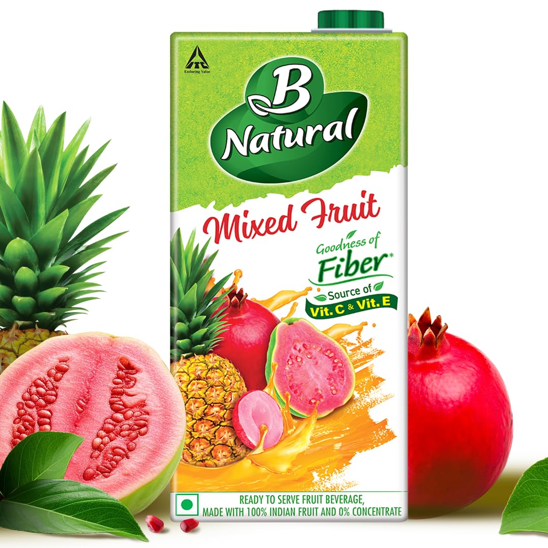 B Natural Mixed Fruit+ Juice, Supports Immunity & Goodness of Fiber, 1 litre