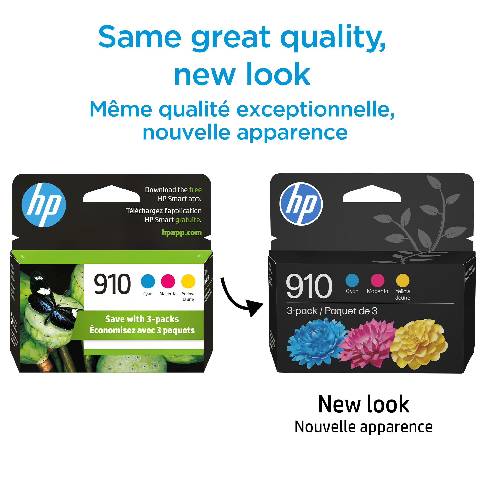 HP 910 Cyan, Magenta, Yellow Ink Cartridges for HP Printers (3-pack) | Works with Printer Series: OfficeJet 8010, 8020 Series, OfficeJet Pro 8020, 8030 | Eligible for Instant Ink | 3YN97AN